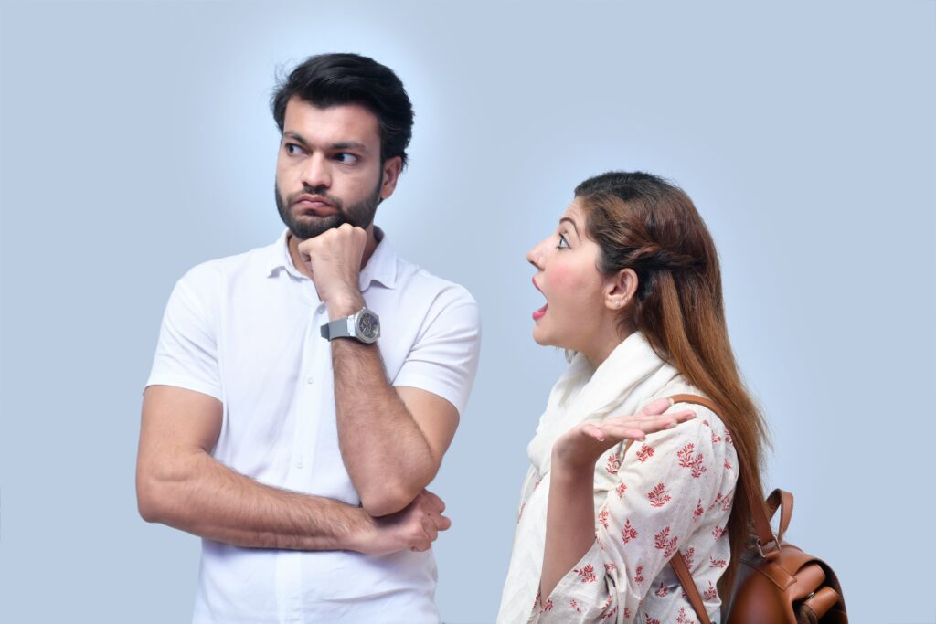 Girlfriend and man argue about his behaviour when drinking
